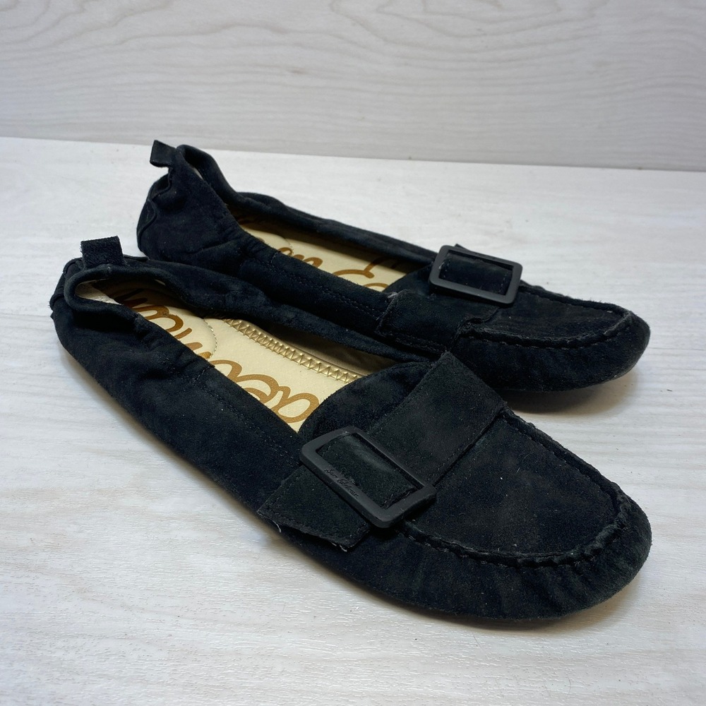 Sam Edelman Black Suede Buckle Loafers Driving Moccasin Flats‎ Womens 8